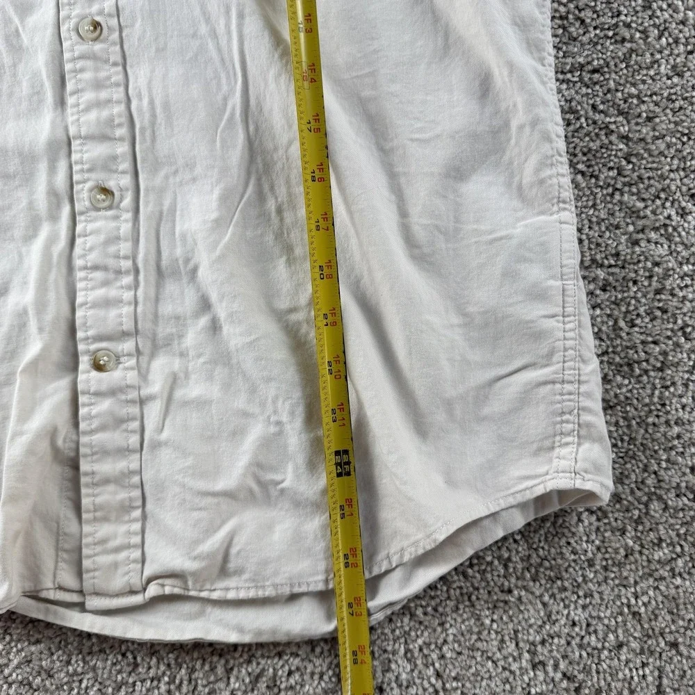 Banana Republic Shirt Mens Medium White Solid Short Sleeve Button Up Slim Fit